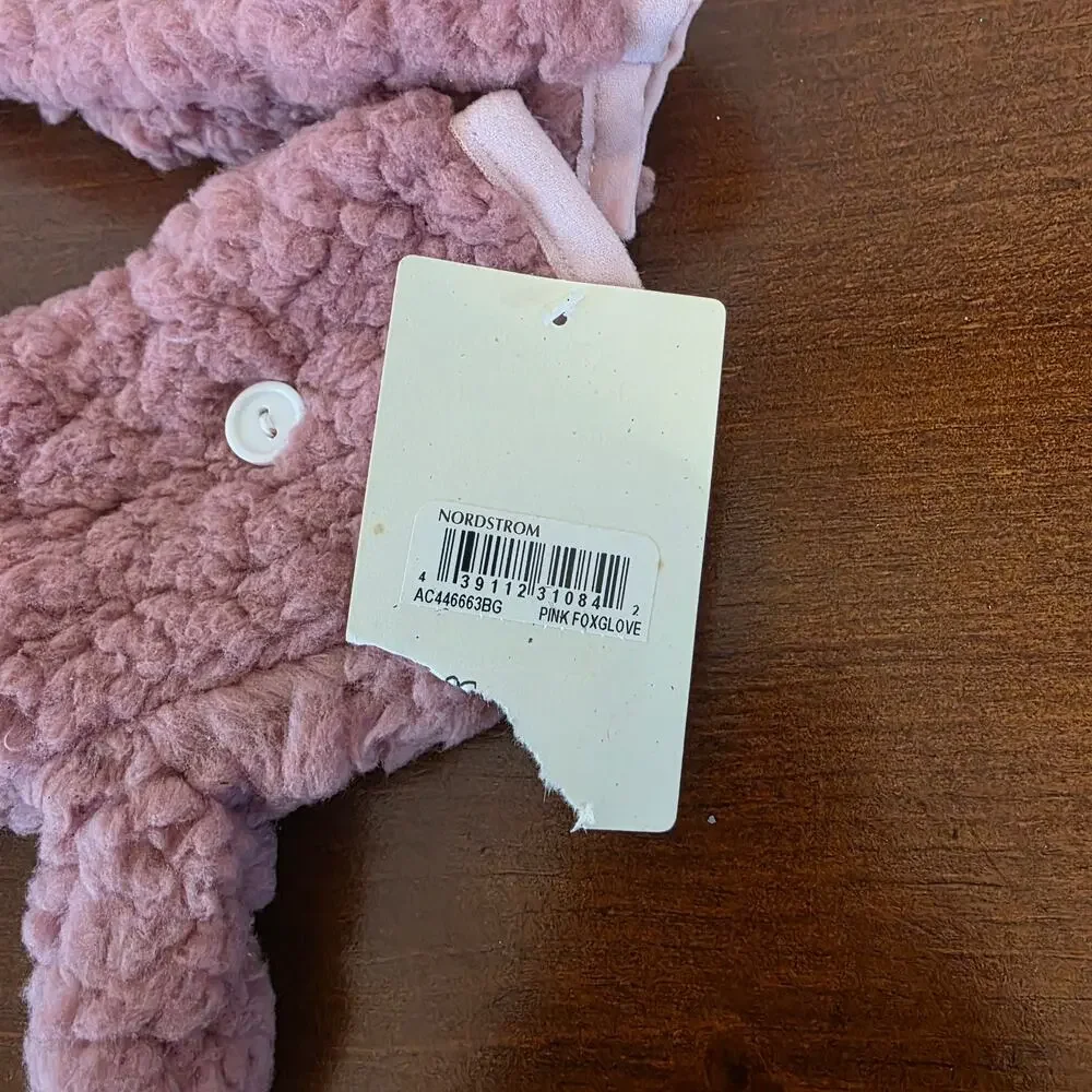 New pink convertible fleece mitten gloves